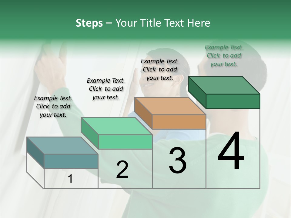 Asian Woman And Male Hanging Art On Wall. Square Composition. PowerPoint Template