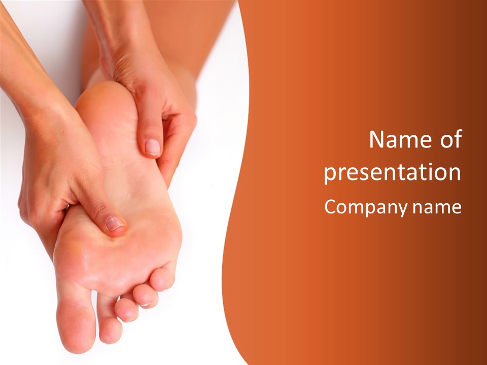 Massage And Leaving Of The Female Feet Bared By A Foot, Isolated On A White Background, Please See Some Of My Other Parts Of A Images PowerPoint Template