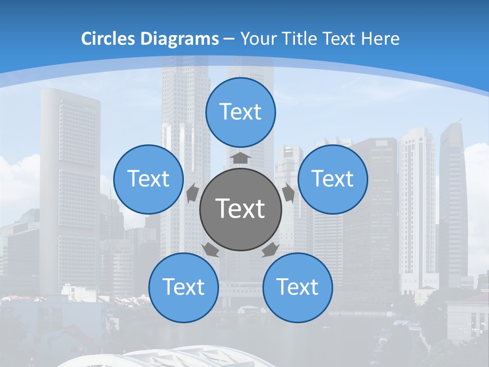 Skyline Of Singapore Financial District Framed By Elgin Bridge And The Singapore River PowerPoint Template