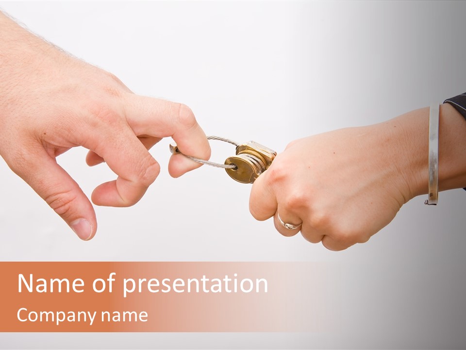 Hand And A Lot Os Keys On White Background PowerPoint Template