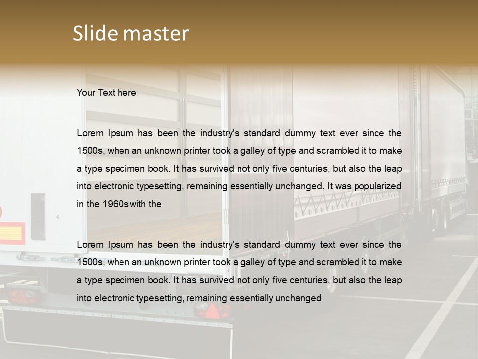 Empty Truck And Trailer With Open Back Door PowerPoint Template