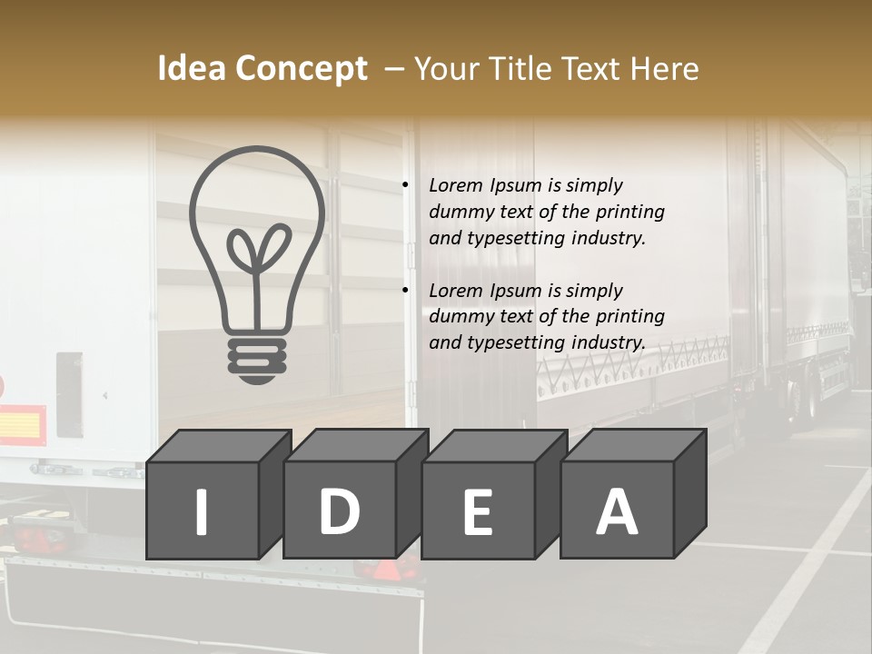 Empty Truck And Trailer With Open Back Door PowerPoint Template