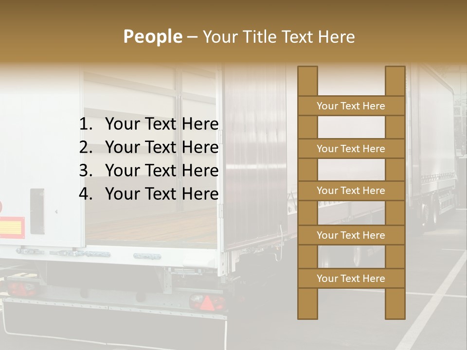 Empty Truck And Trailer With Open Back Door PowerPoint Template