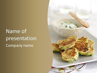 Zucchini Fritters With Cucumber Yogurt Sauce PowerPoint Template