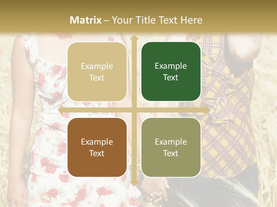 Two Young Girls In Wheat Field Holding Hands PowerPoint Template