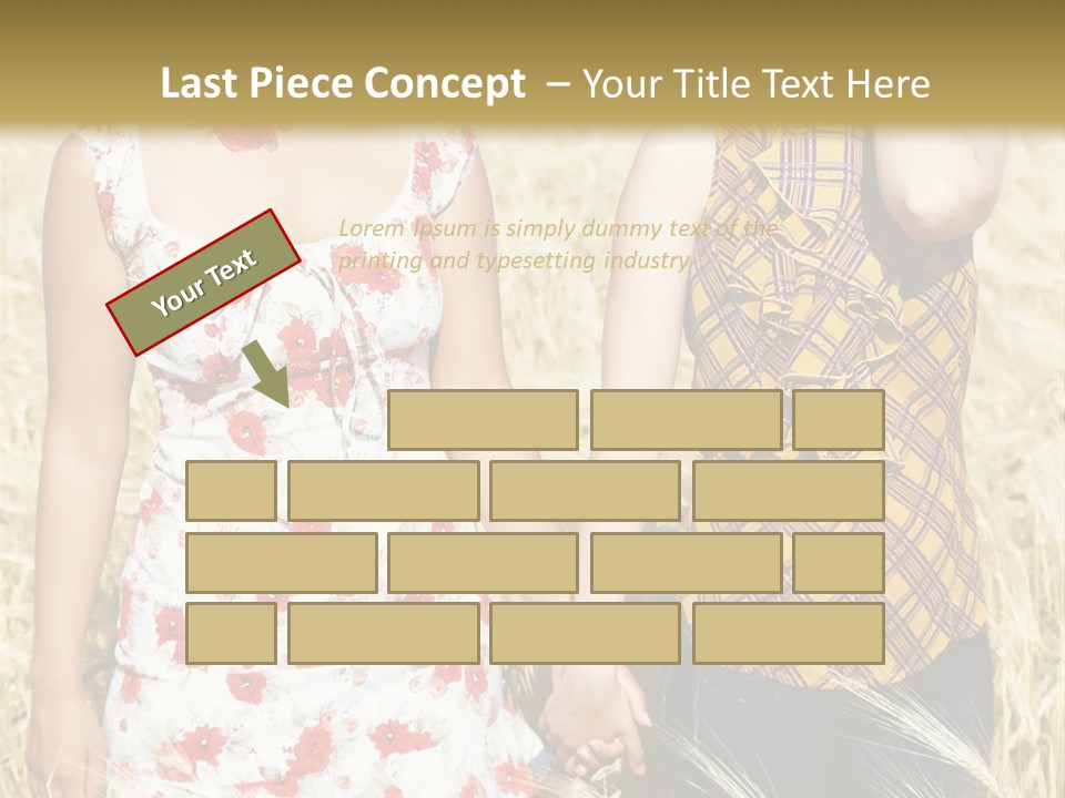 Two Young Girls In Wheat Field Holding Hands PowerPoint Template