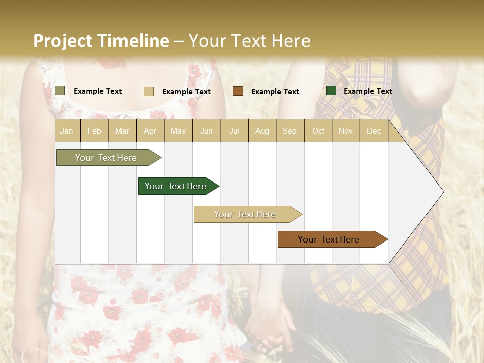 Two Young Girls In Wheat Field Holding Hands PowerPoint Template