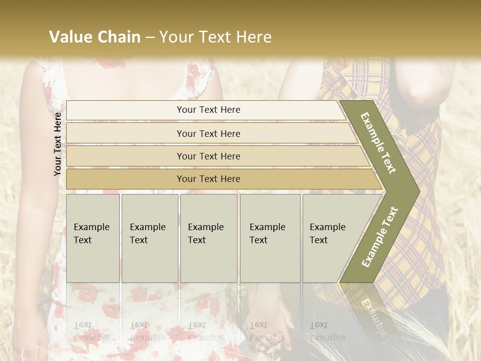 Two Young Girls In Wheat Field Holding Hands PowerPoint Template