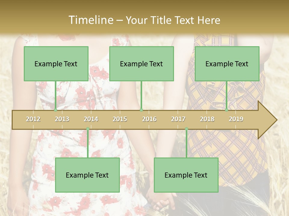 Two Young Girls In Wheat Field Holding Hands PowerPoint Template