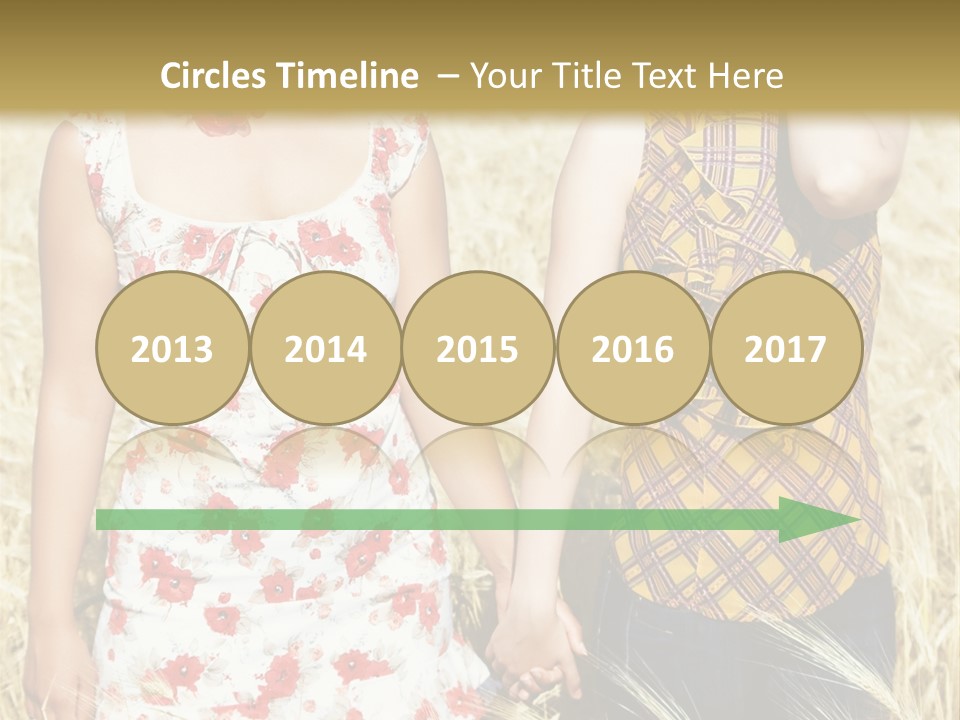 Two Young Girls In Wheat Field Holding Hands PowerPoint Template