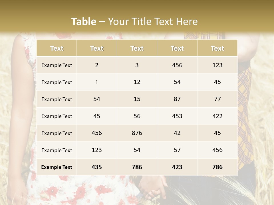 Two Young Girls In Wheat Field Holding Hands PowerPoint Template