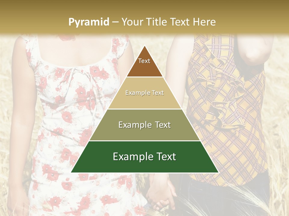 Two Young Girls In Wheat Field Holding Hands PowerPoint Template