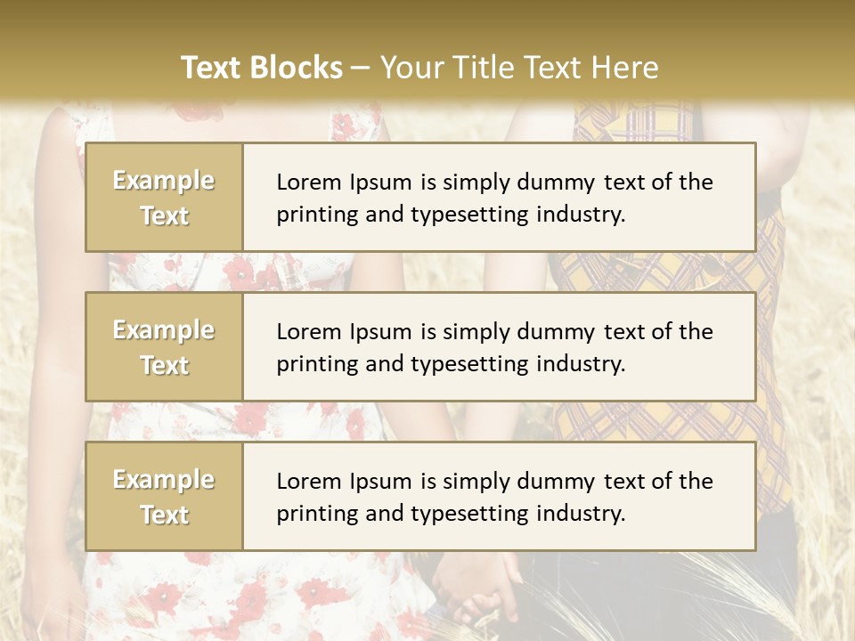 Two Young Girls In Wheat Field Holding Hands PowerPoint Template