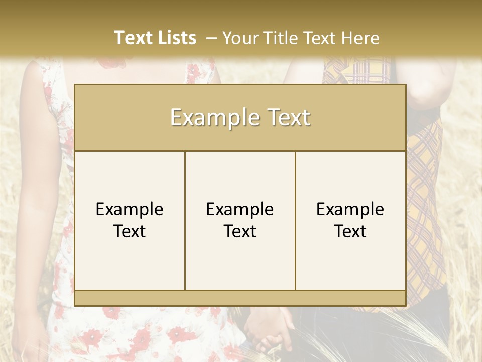 Two Young Girls In Wheat Field Holding Hands PowerPoint Template