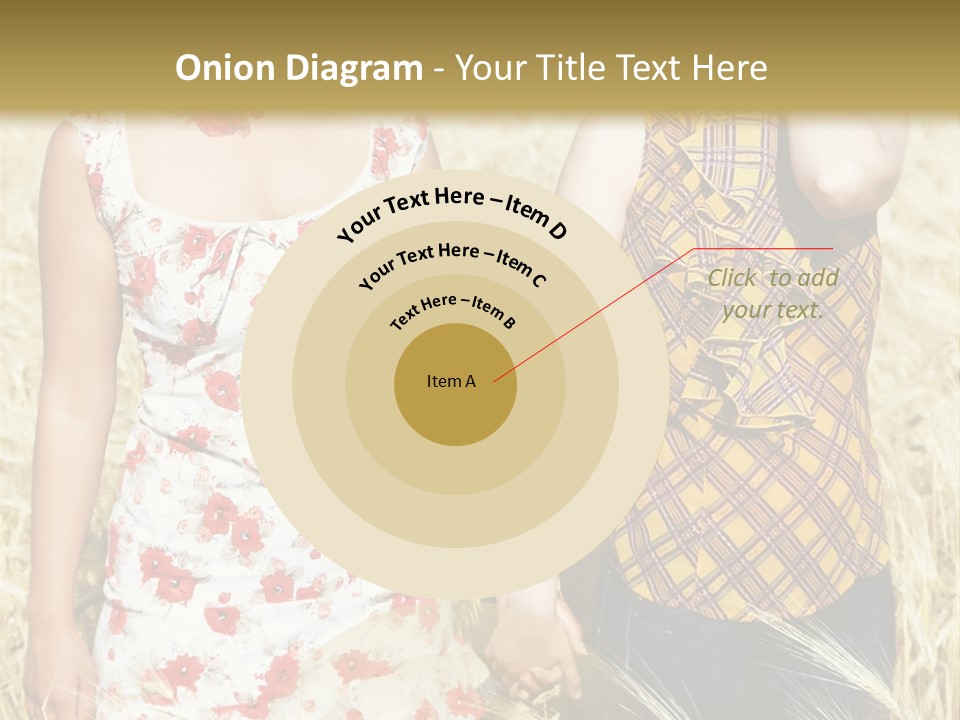 Two Young Girls In Wheat Field Holding Hands PowerPoint Template