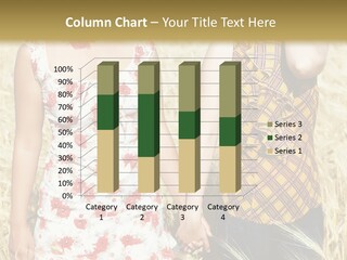 Two Young Girls In Wheat Field Holding Hands PowerPoint Template