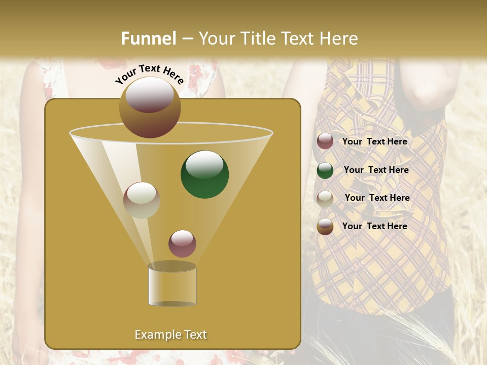 Two Young Girls In Wheat Field Holding Hands PowerPoint Template