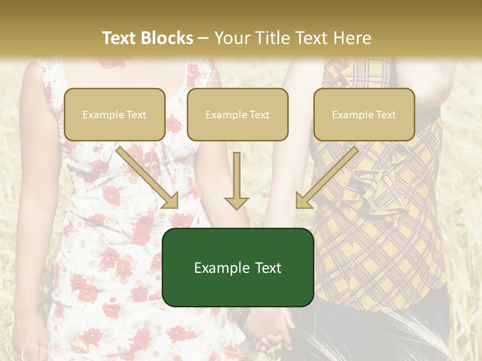 Two Young Girls In Wheat Field Holding Hands PowerPoint Template