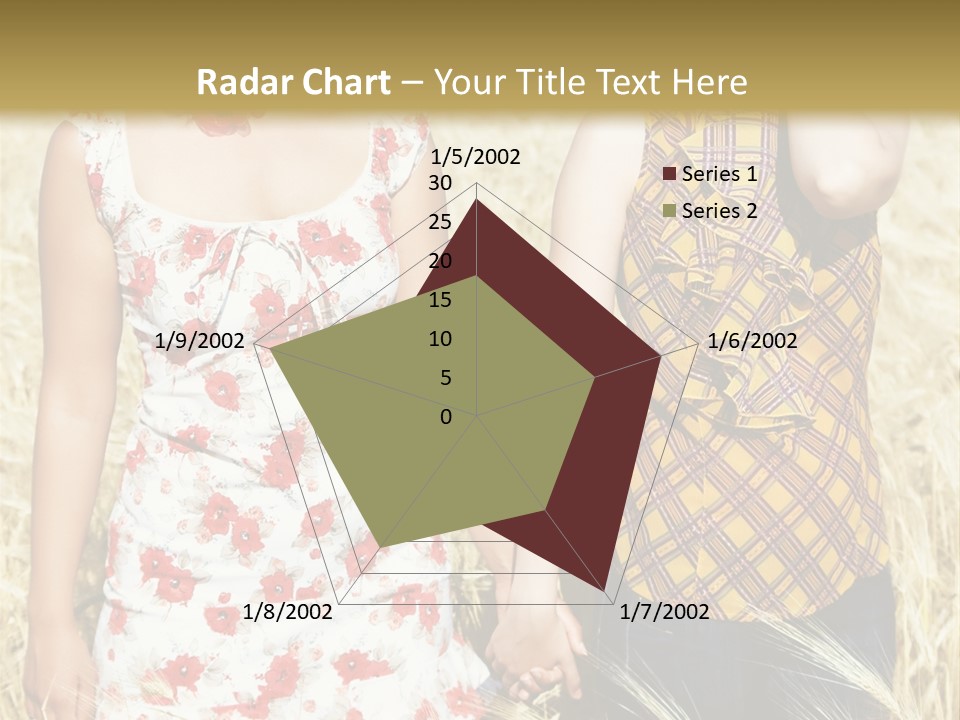 Two Young Girls In Wheat Field Holding Hands PowerPoint Template