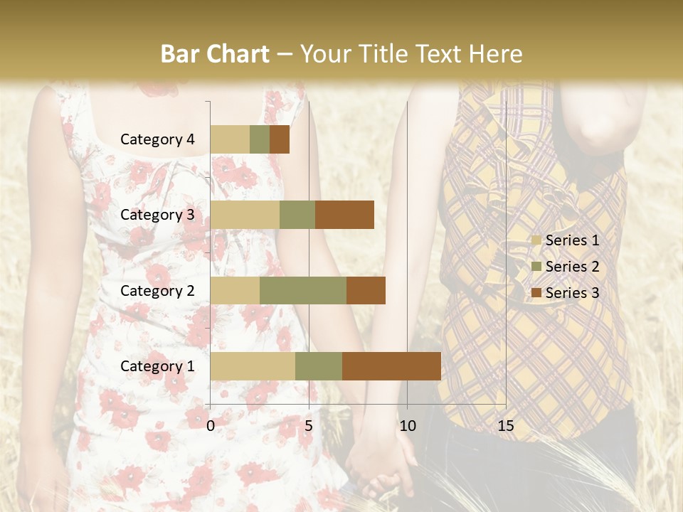 Two Young Girls In Wheat Field Holding Hands PowerPoint Template