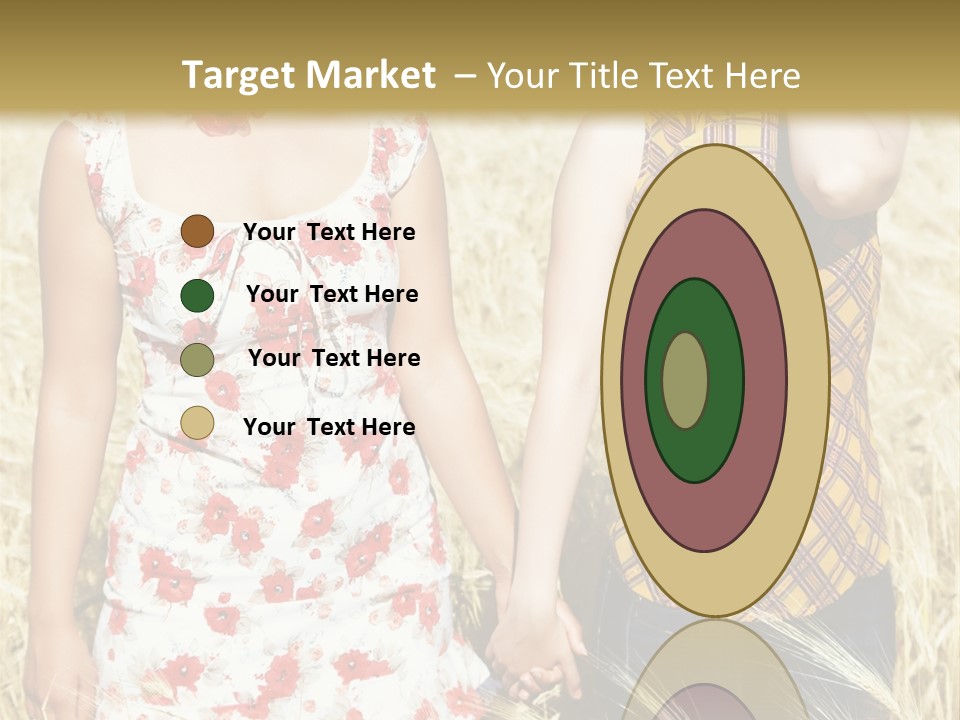 Two Young Girls In Wheat Field Holding Hands PowerPoint Template