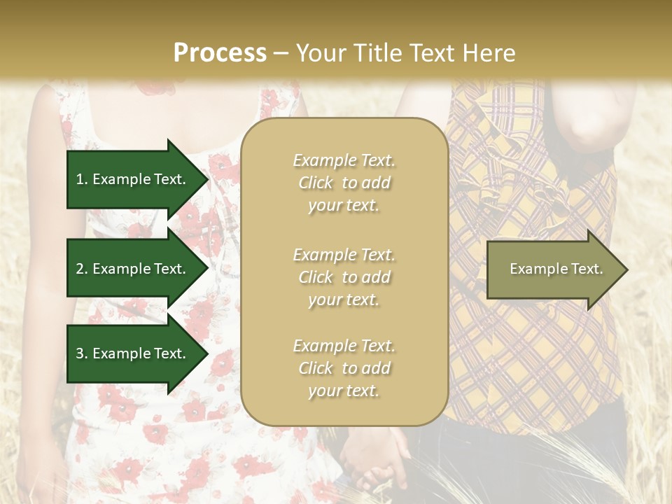 Two Young Girls In Wheat Field Holding Hands PowerPoint Template