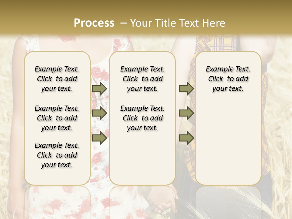 Two Young Girls In Wheat Field Holding Hands PowerPoint Template