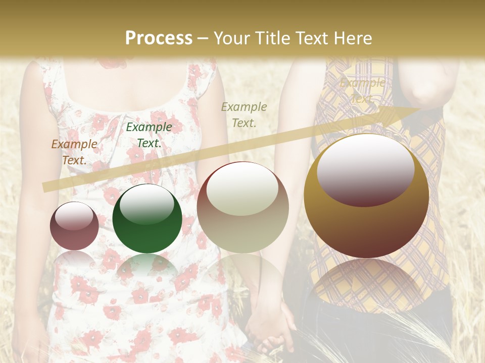 Two Young Girls In Wheat Field Holding Hands PowerPoint Template