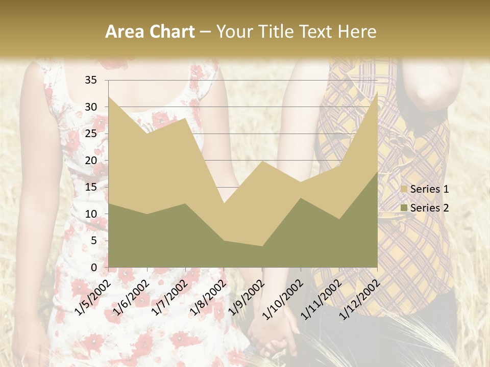 Two Young Girls In Wheat Field Holding Hands PowerPoint Template