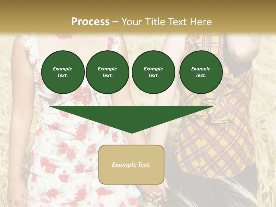 Two Young Girls In Wheat Field Holding Hands PowerPoint Template