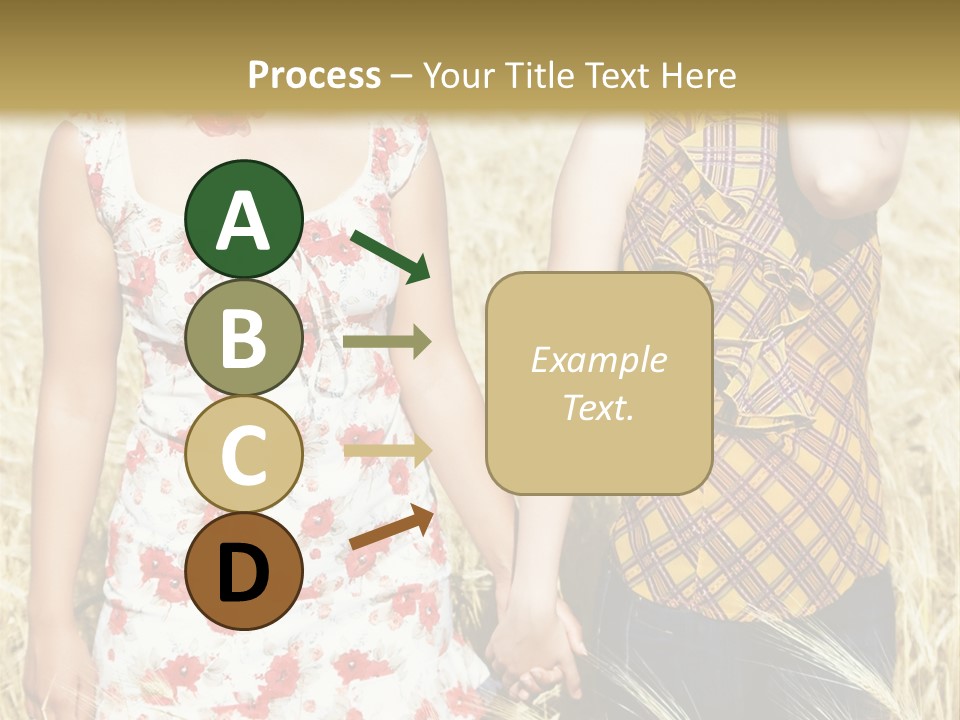 Two Young Girls In Wheat Field Holding Hands PowerPoint Template