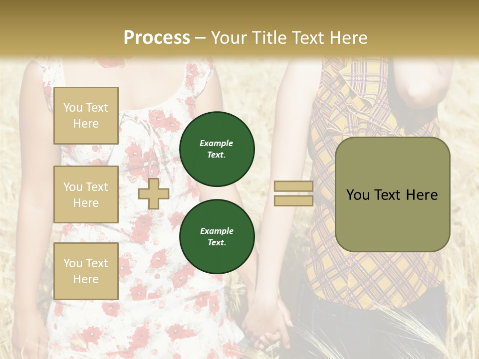 Two Young Girls In Wheat Field Holding Hands PowerPoint Template