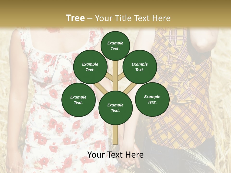 Two Young Girls In Wheat Field Holding Hands PowerPoint Template