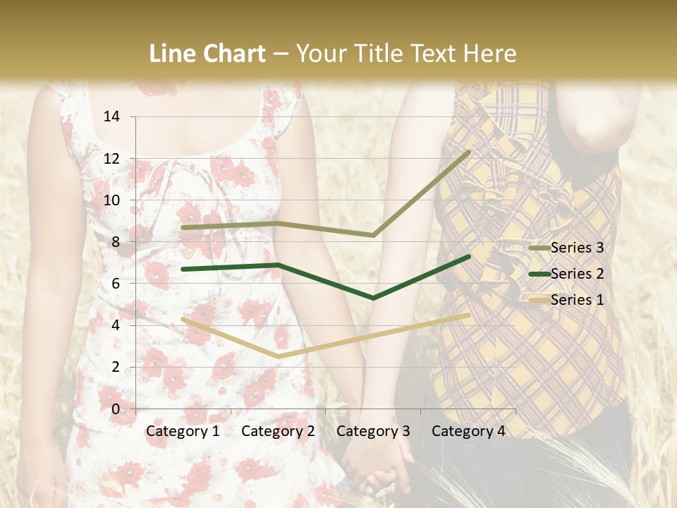 Two Young Girls In Wheat Field Holding Hands PowerPoint Template