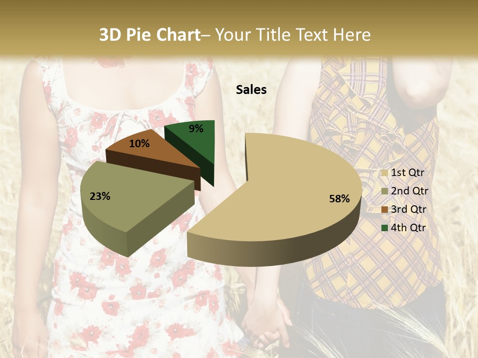 Two Young Girls In Wheat Field Holding Hands PowerPoint Template