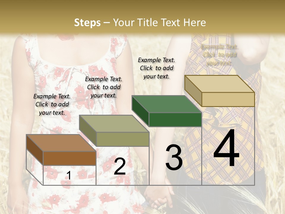 Two Young Girls In Wheat Field Holding Hands PowerPoint Template