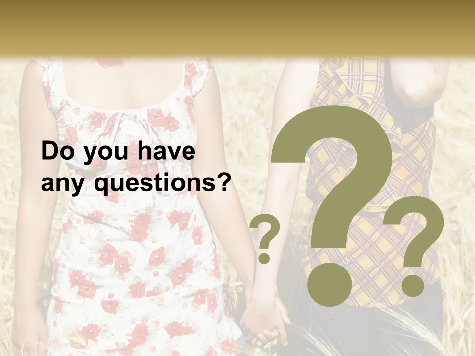 Two Young Girls In Wheat Field Holding Hands PowerPoint Template