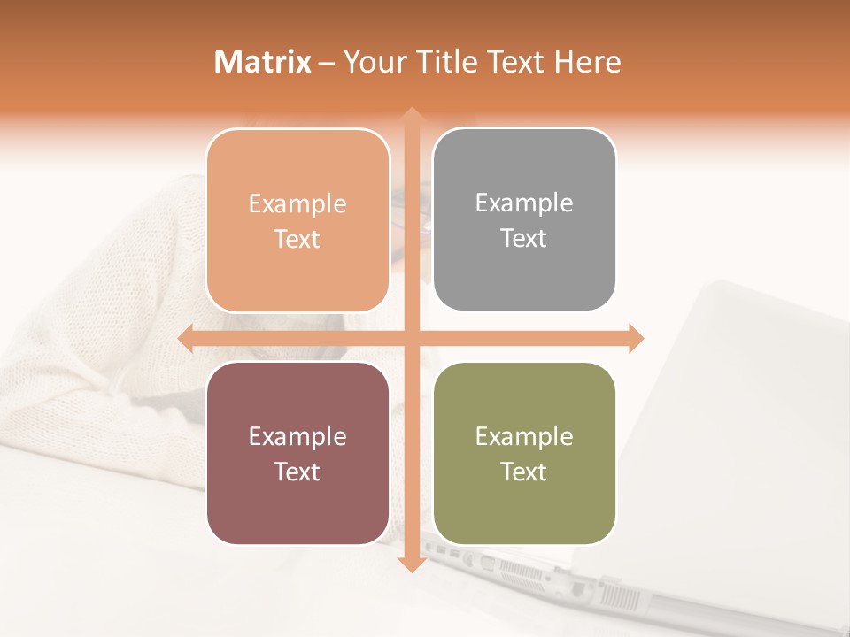 A Woman Sitting At A Table With A Laptop Computer PowerPoint Template