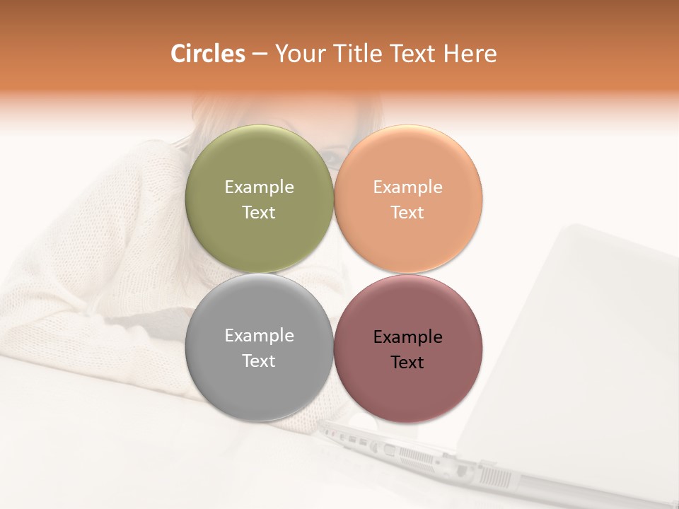 A Woman Sitting At A Table With A Laptop Computer PowerPoint Template