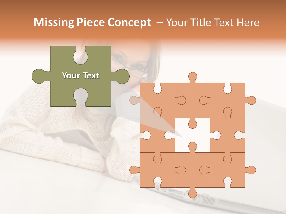 A Woman Sitting At A Table With A Laptop Computer PowerPoint Template