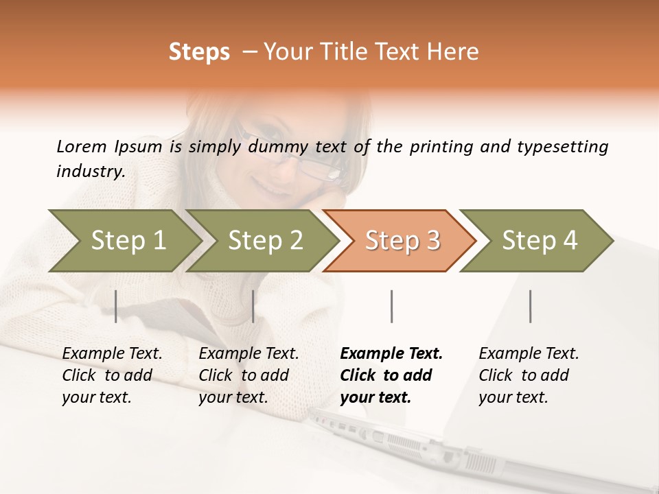 A Woman Sitting At A Table With A Laptop Computer PowerPoint Template