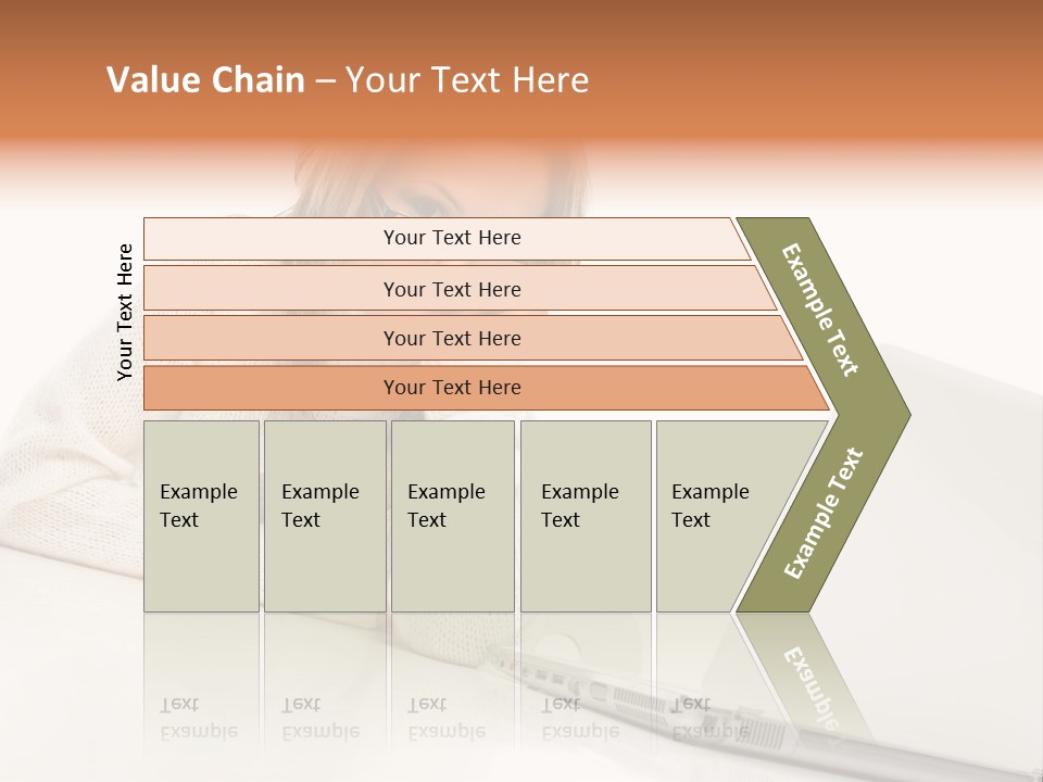 A Woman Sitting At A Table With A Laptop Computer PowerPoint Template
