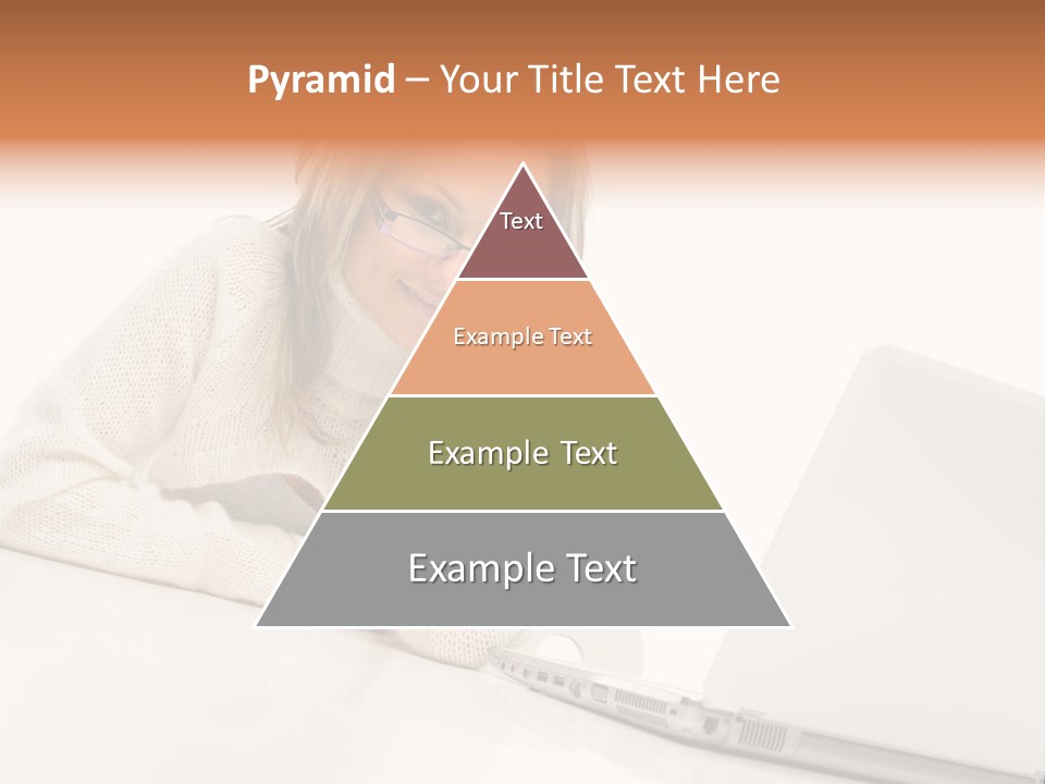 A Woman Sitting At A Table With A Laptop Computer PowerPoint Template