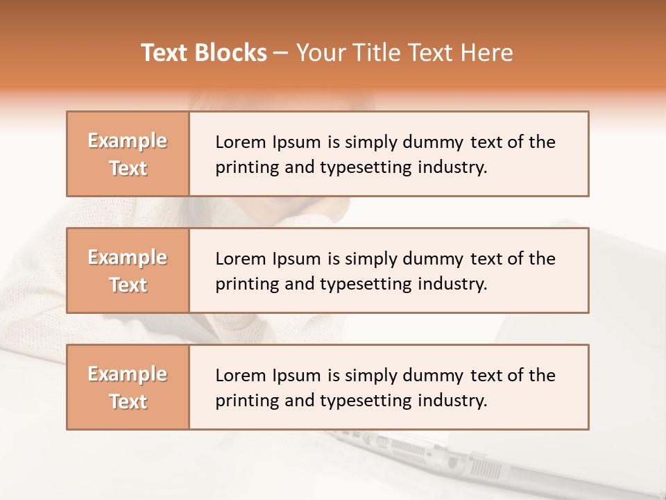 A Woman Sitting At A Table With A Laptop Computer PowerPoint Template