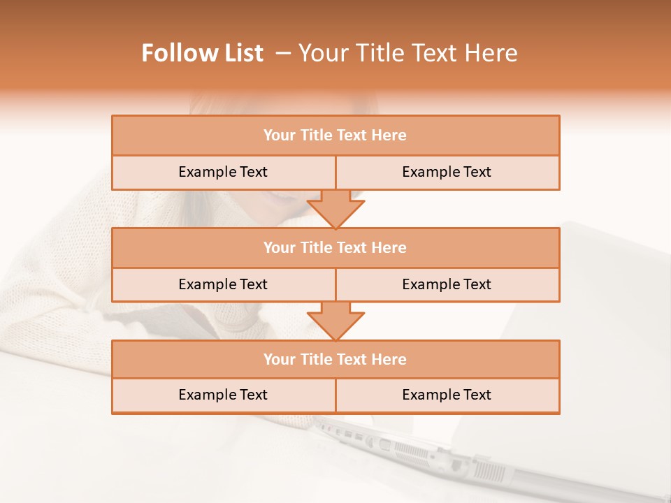 A Woman Sitting At A Table With A Laptop Computer PowerPoint Template
