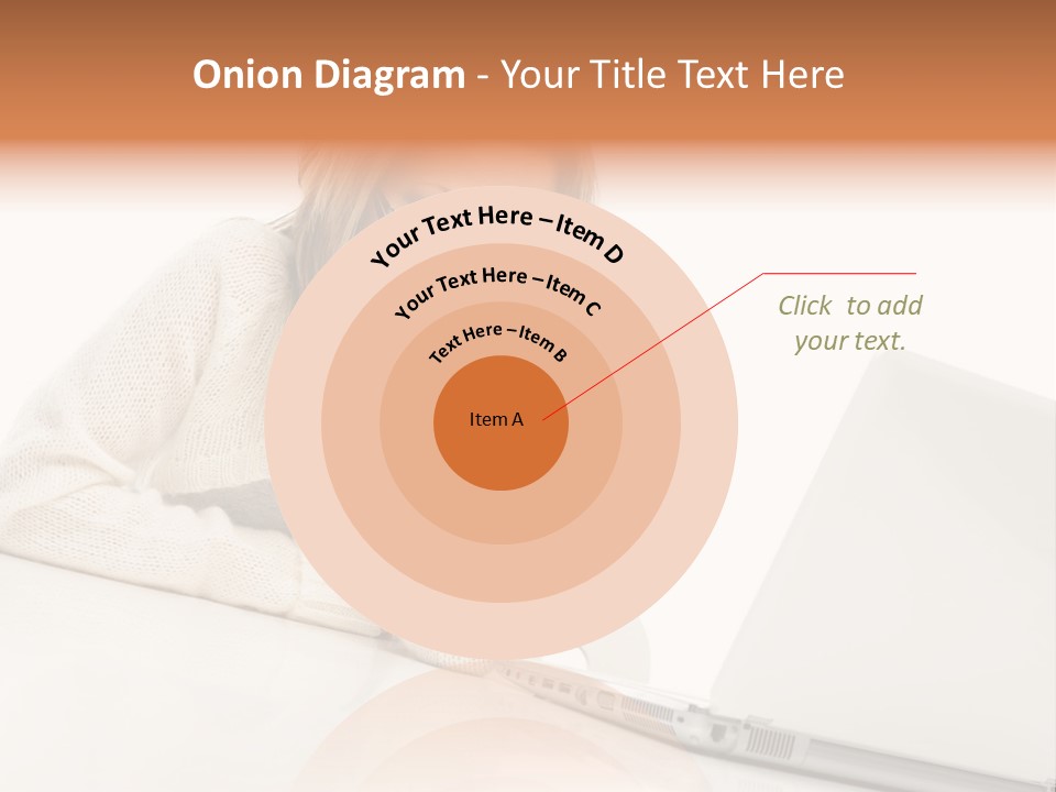 A Woman Sitting At A Table With A Laptop Computer PowerPoint Template