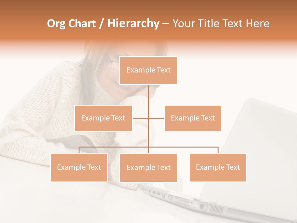 A Woman Sitting At A Table With A Laptop Computer PowerPoint Template