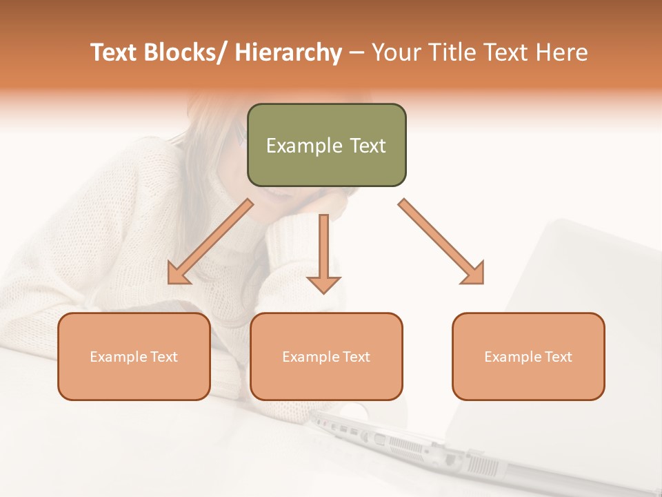A Woman Sitting At A Table With A Laptop Computer PowerPoint Template