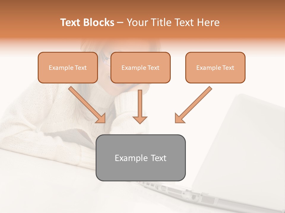 A Woman Sitting At A Table With A Laptop Computer PowerPoint Template