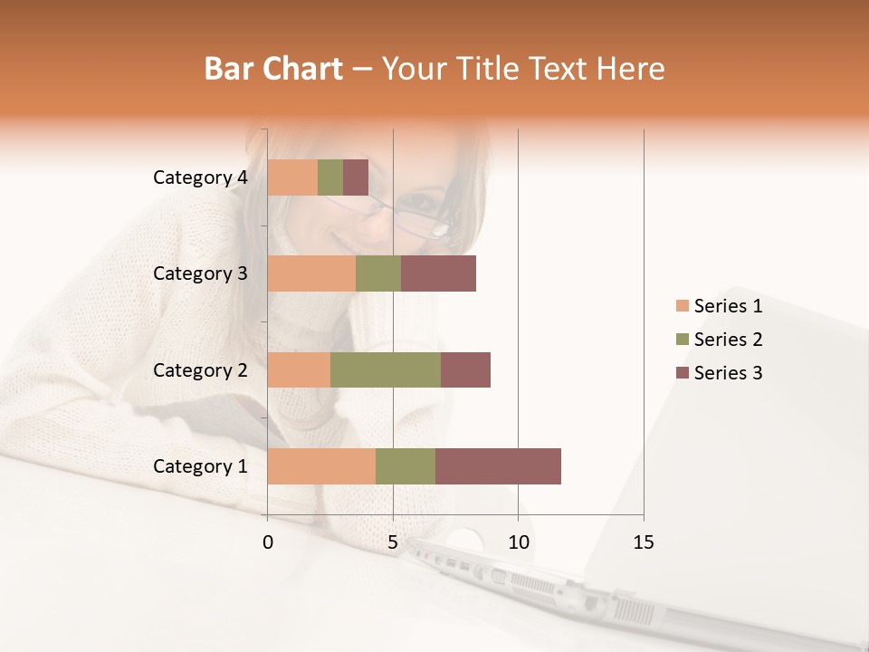 A Woman Sitting At A Table With A Laptop Computer PowerPoint Template